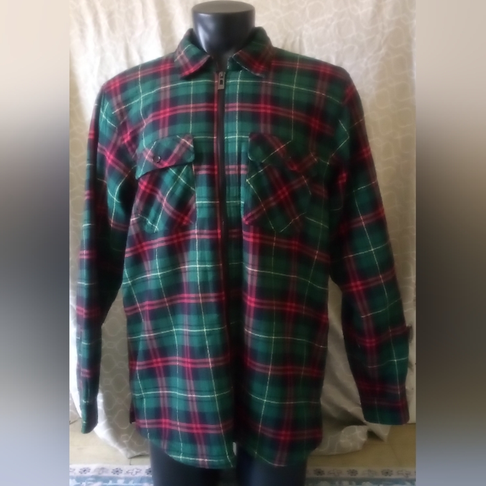 4 X 4 Sherpa Lined Full Zip Plaid Flannel Jacket Mens Size XXL